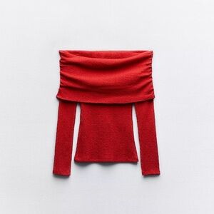 ZARA OFF-THE-SHOULDER TEXTURED TOP